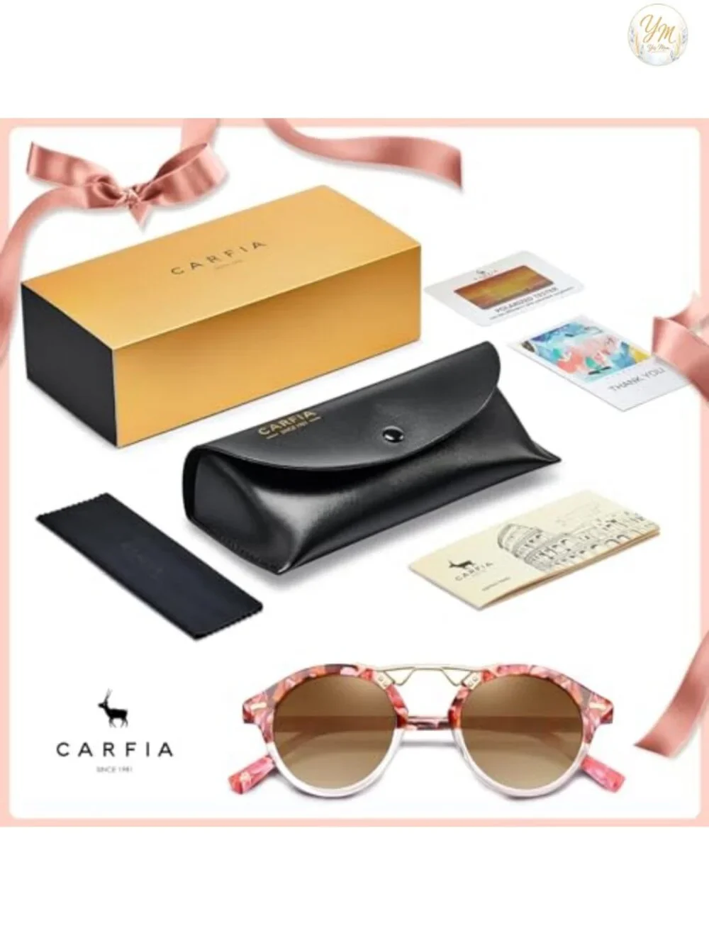 Polarized Round Sunglasses for Women UV400 Protection Acetate Frame Retro